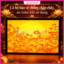 Đèn Tranh Trang Trí Bàn Thờ In Hình Hoa Sen Trang Trí Bàn Thờ Phật, Gia Tiên – Tranh Thờ Nhiều Kích Thước 4