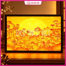 Đèn Tranh Trang Trí Bàn Thờ In Hình Hoa Sen Trang Trí Bàn Thờ Phật, Gia Tiên – Tranh Thờ Nhiều Kích Thước 2