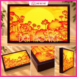 Đèn Tranh Trang Trí Bàn Thờ In Hình Hoa Sen Trang Trí Bàn Thờ Phật, Gia Tiên – Tranh Thờ Nhiều Kích Thước 1