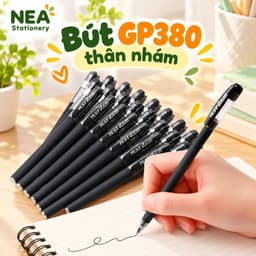 Bút gel GP380 0.5mm thân nhám – Chọn mực đen, đỏ, xanh cho ghi chép học tập và văn phòng 1