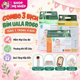 (COMBO QUÀ 3 BỊCH)  Tã/bỉm UalaRogo sợi tre mềm mại, chống tràn, thấm hút tốt đủ size cho bé từ 4-30kg 1