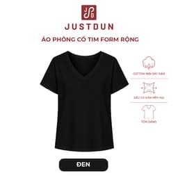 [MỞ BÁN] Áo Thun Nữ Cổ Tim Form Rộng JUSTDUN A14 – Cotton Mềm Mại, Mịn Màng, Thấm Hút Mồ Hôi, Co Giãn Thoải Mái 7