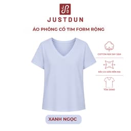 [MỞ BÁN] Áo Thun Nữ Cổ Tim Form Rộng JUSTDUN A14 – Cotton Mềm Mại, Mịn Màng, Thấm Hút Mồ Hôi, Co Giãn Thoải Mái 8