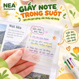 Giấy nhớ Sticky Note trong suốt 7×9.5cm, 7.5×7.5cm – Chọn hồng hoặc trắng, ghi chú học tập 6