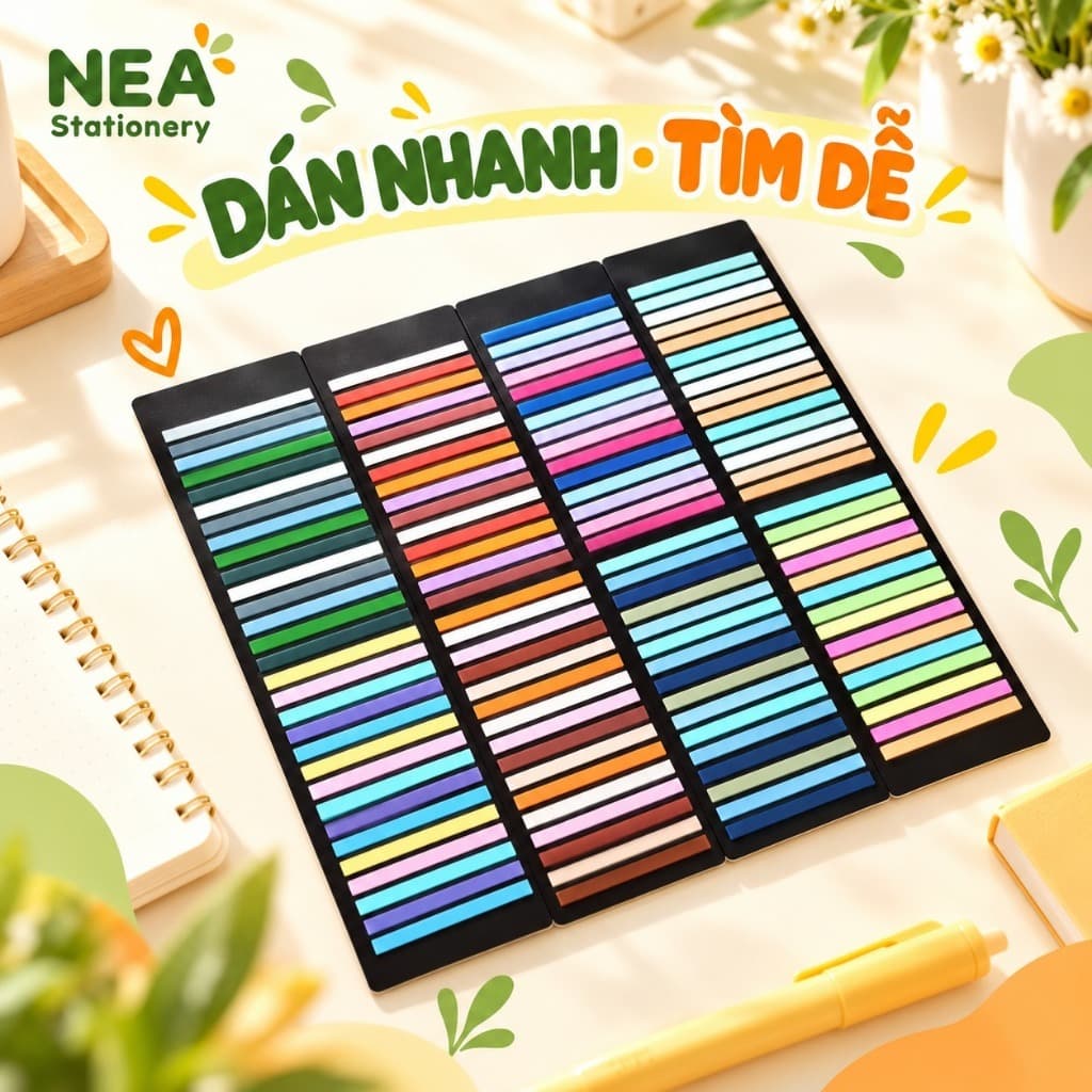 Miếng đánh dấu trang Index Tab PET siêu mảnh – Dùng cho sách, vở, sổ tay và tài liệu học tập