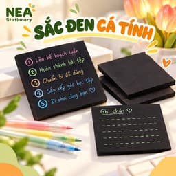 Giấy nhớ Sticky Note màu đen aesthetic – Ghi chú học tập, checklist và trang trí sổ tay journal 2