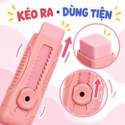 Gôm tẩy bút chì dạng trượt – Cây hoàn chỉnh hoặc ruột refill, chọn hồng, xanh trời, tím, trắng 5
