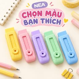 Gôm tẩy bút chì dạng trượt – Cây hoàn chỉnh hoặc ruột refill, chọn hồng, xanh trời, tím, trắng 7