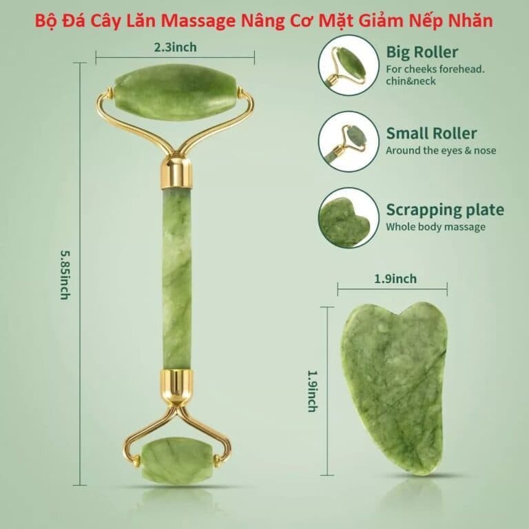 Bộ Đá Cây Lăn Massage Nâng Cơ Mặt Giảm Nếp Nhăn và Cọ Rửa Mặt, Masage Tạo Bọt Bạch Tuộc Cao Su