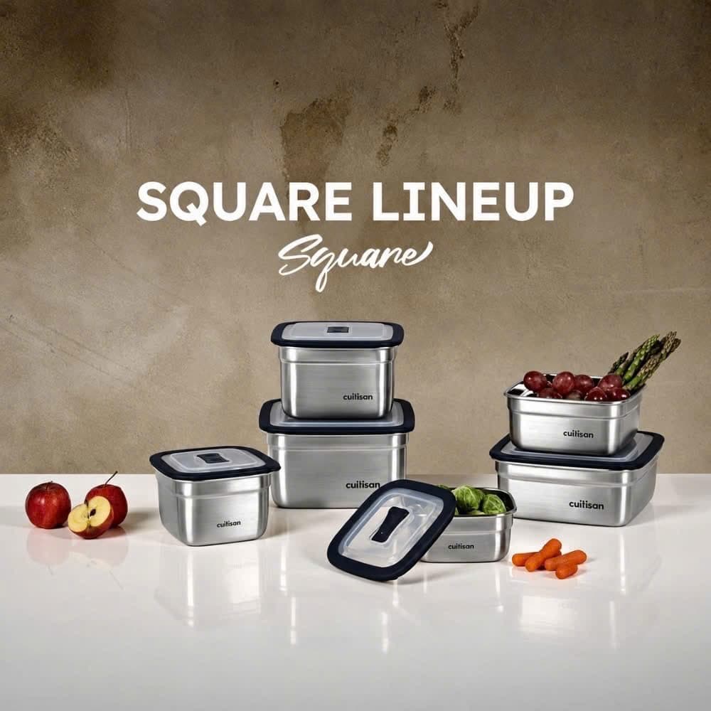NEW- HỘP INOX CUITISAN  SQUARE NO.5-EC7-SQ05