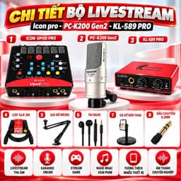 Bộ Livestream Icon Upod Pro + Micro PC-K200 Gen2 + KL-589 Pro, Combo Thu Âm Livestream Karaoke Hát Live Kèm Phụ Kiện 5