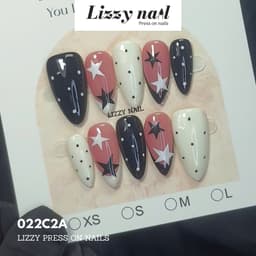 Lizzy Nail 022 | Nailbox Móng Úp Chấm Bi Sao  | Set 10 Móng Giả Press On Nails Dự Tiệc, Đám Cưới, Kỷ Yếu 2