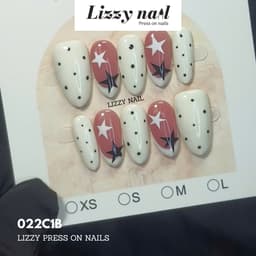 Lizzy Nail 022 | Nailbox Móng Úp Chấm Bi Sao  | Set 10 Móng Giả Press On Nails Dự Tiệc, Đám Cưới, Kỷ Yếu 3