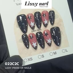 Lizzy Nail 022 | Nailbox Móng Úp Chấm Bi Sao  | Set 10 Móng Giả Press On Nails Dự Tiệc, Đám Cưới, Kỷ Yếu 6