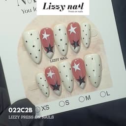 Lizzy Nail 022 | Nailbox Móng Úp Chấm Bi Sao  | Set 10 Móng Giả Press On Nails Dự Tiệc, Đám Cưới, Kỷ Yếu 4