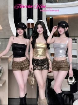Áo kiểu nữ Satin bóng thiết kế 2 dây đan dây có mút ngực cá tính năng động_LS 1