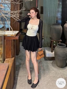 Set 3 món nữ áo cardigan tay dài mỏng kèm chân váy và áo 2 dây phối ren phong cách Korea TuMy Fashion HM-159 6