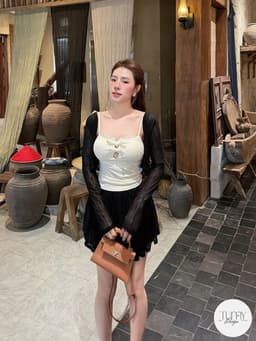 Set 3 món nữ áo cardigan tay dài mỏng kèm chân váy và áo 2 dây phối ren phong cách Korea TuMy Fashion HM-159 3