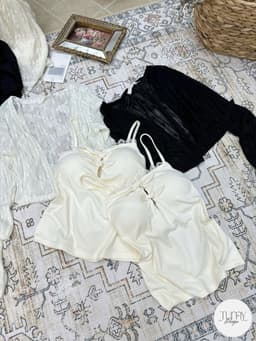 Set 3 món nữ áo cardigan tay dài mỏng kèm chân váy và áo 2 dây phối ren phong cách Korea TuMy Fashion HM-159 9