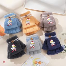 Găng Tay Len Nửa Bàn Cho Bé từ 3-13 Tuổi Hình Khủng Long Dễ Thương, Găng Tay Giữ Ấm Mùa Đông Mềm Mại Co Giãn 8