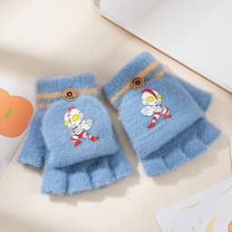 Găng Tay Len Nửa Bàn Cho Bé từ 3-13 Tuổi Hình Khủng Long Dễ Thương, Găng Tay Giữ Ấm Mùa Đông Mềm Mại Co Giãn 9