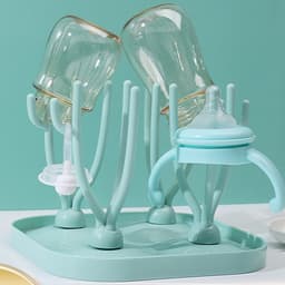 Khay Úp Ly, Bình Sữa Cho Bé 4 Nhánh Cây và Cọ Vệ Sinh (Ly/ Bình Nước) Cán Gỗ. LMS 5