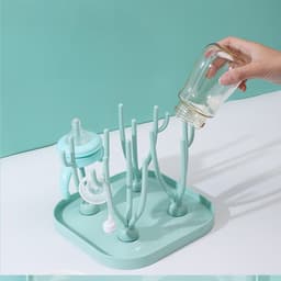 Khay Úp Ly, Bình Sữa Cho Bé 4 Nhánh Cây và Cọ Vệ Sinh (Ly/ Bình Nước) Cán Gỗ. LMS 6