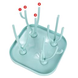 Khay Úp Ly, Bình Sữa Cho Bé 4 Nhánh Cây và Cọ Vệ Sinh (Ly/ Bình Nước) Cán Gỗ. LMS 2
