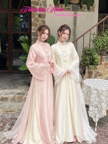 Set áo dài Lụa Mango 4 tà đính nút tàu phối Tơ ánh kim cao cấp nhẹ nhàng thướt tha_QC