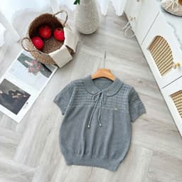 Áo len dệt kim cổ sen phối nơ – nữ tính, thanh lịch, chuẩn phong cách hàn quốc 5