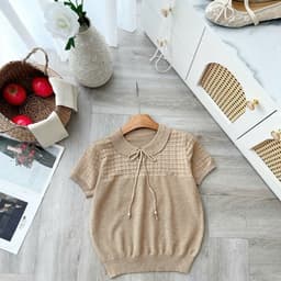 Áo len dệt kim cổ sen phối nơ – nữ tính, thanh lịch, chuẩn phong cách hàn quốc 4