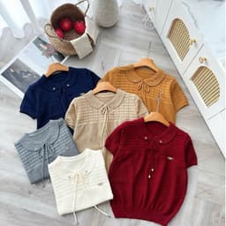 Áo len dệt kim cổ sen phối nơ – nữ tính, thanh lịch, chuẩn phong cách hàn quốc 8