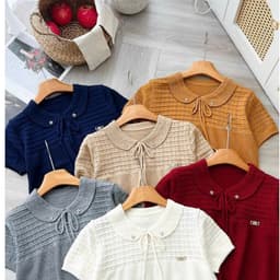 Áo len dệt kim cổ sen phối nơ – nữ tính, thanh lịch, chuẩn phong cách hàn quốc 9