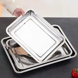 Khay Inox Cao Cấp Dầy Dặn - Sáng Bóng, Chống Gỉ, An Toàn Đựng Thực Phẩm 3