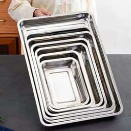 Khay Inox Cao Cấp Dầy Dặn - Sáng Bóng, Chống Gỉ, An Toàn Đựng Thực Phẩm 4