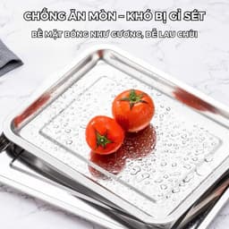 Khay Inox Cao Cấp Dầy Dặn - Sáng Bóng, Chống Gỉ, An Toàn Đựng Thực Phẩm 2