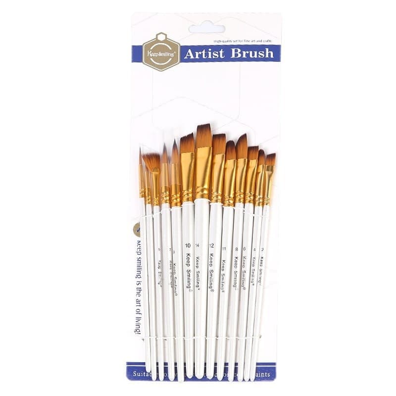 BỘ CỌ VẼ 13 CÂY KEEP SMILLING A6145 – CỌ VẼ ĐA NĂNG CHO MÀU NƯỚC, ACRYLIC, MÀU DẦU