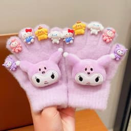 Găng Tay Len Đính Charm Cho Bé 3-8 Tuổi, Găng Tay Giữ Ấm Mùa Đông Dễ Thương Mềm Mại Co Giãn 4