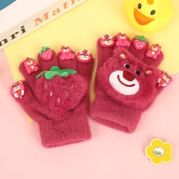 Găng Tay Len Đính Charm Cho Bé 3-8 Tuổi, Găng Tay Giữ Ấm Mùa Đông Dễ Thương Mềm Mại Co Giãn 1