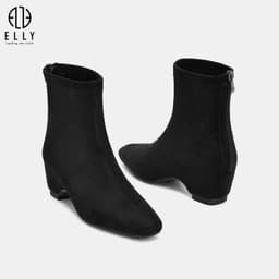 Giày boots nữ ELLY EG318 vải nhung cao gót 5.5 cm cổ thấp thời trang thanh lịch 6