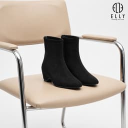 Giày boots nữ ELLY EG318 vải nhung cao gót 5.5 cm cổ thấp thời trang thanh lịch 4