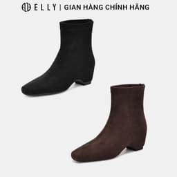 Giày boots nữ ELLY EG318 vải nhung cao gót 5.5 cm cổ thấp thời trang thanh lịch 1