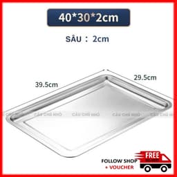 Khay Inox Cao Cấp Dầy Dặn - Sáng Bóng, Chống Gỉ, An Toàn Đựng Thực Phẩm 1