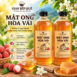 Combo 2 Chai Mật Ong Hoa Vải Gian Bếp Quê – Mật Ong Nguyên Chất – Tổng 2 Lít 1