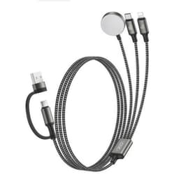 Dây Sạc Đa Năng XO CX040 6 Trong 1, Type-C 100W, Lightning 12W, Sạc Apple Watch 5W, Dài 1.2m 2