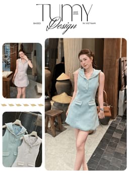 Váy dạ tweed nữ thiết kế cao cấp, dáng A chiết eo, cổ viền khuy đá hack dáng TuMy Fashion HM-155 2