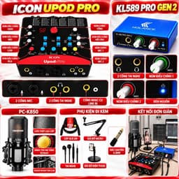 Combo Livestream ICON Upod Pro + Micro PC-K850 + KL589 Pro Gen 2, Bộ Thu Âm Livestream Karaoke Hát Live Kèm Phụ Kiện 4