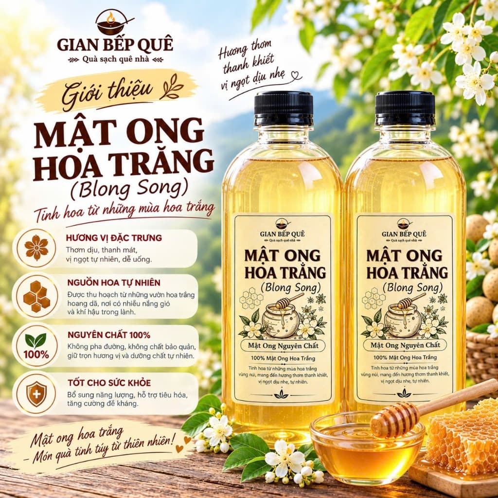 Combo 2 Lít Mật Ong Hoa Trắng (Hoa Blong Song) – GIAN BẾP QUÊ - Mật Ong Nguyên Chất