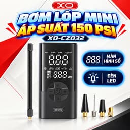 Máy Bơm Lốp Ô Tô Mini XO-CZ032 150PSI, Pin 2000mAh, Màn Hình, Đèn LED 1