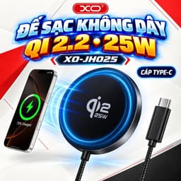 Đế Sạc Không Dây Từ Tính XO JH025 Qi2.2 25W, Thiết Kế Siêu Mỏng, Kèm Cáp Type-C 1.2m 1